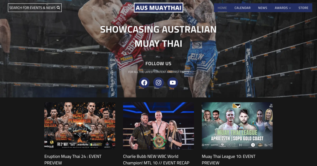 Aus MuayThai Website Desktop